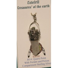 Quartz point with Peridot and compartment Pendant