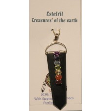 Tourmaline with faceted chakra stones