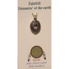 Sterling Silver locket with amethyst