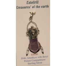 Amethyst point with Aquamarine and compartment Pendant