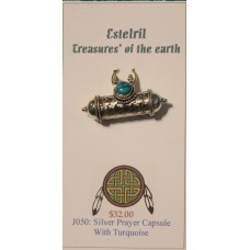 Silver prayer capsule with Turquoise Pendant