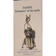 Quartz point with Peridot and compartment Pendant