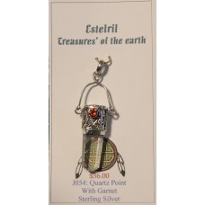 Quartz point with Garnet Accent Pendant