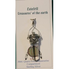 Quartz point with Aquamarine Accent and compartment Pendant